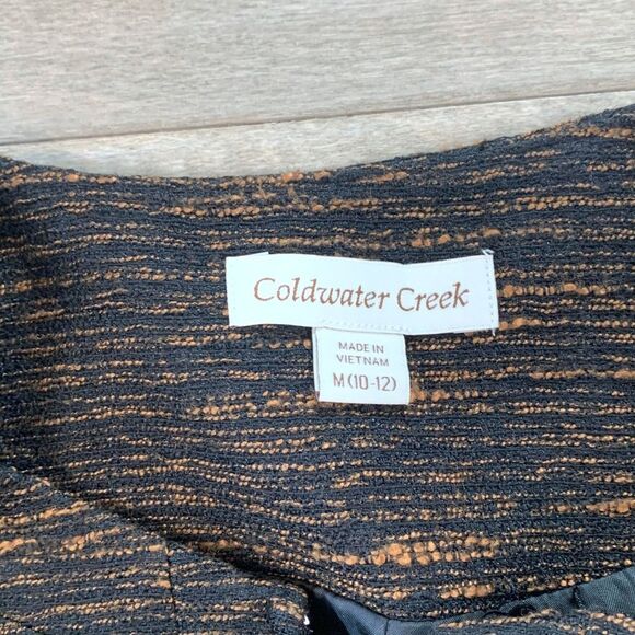 Coldwater Creek Black Brown Zip Up Structured Jacket Womens M - Picture 3 of 5
